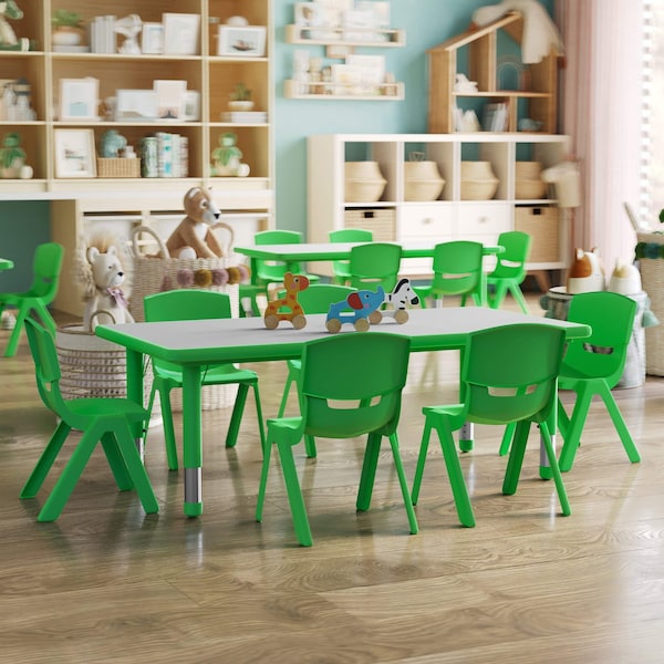Flash Furniture Rectangle Activity Table, Plastic, Steel, Grey YU-YCY-060-0036-RECT-TBL-GREEN-GG - main